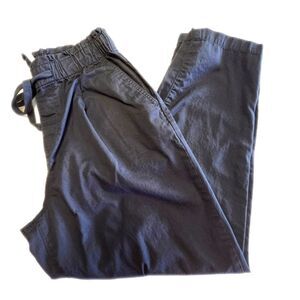 LOFT Charcoal Gray Elastic Waist & Drawstring Cotton Chino Pants, M